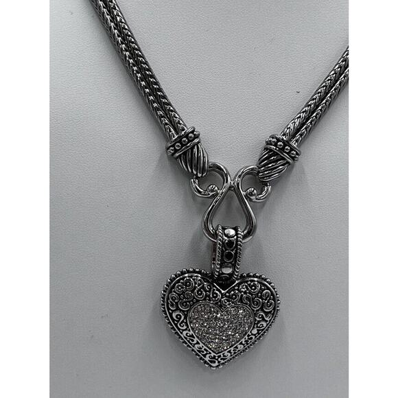 Lia Sophia "Love Dust" Cut Crystal Heart Reversible Pendant Pave Necklace - Picture 5 of 11